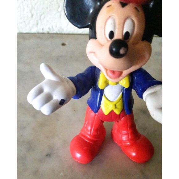 Mickey Mouse Disney World Epcot Red Hat Blue Jacket Yellow Bow Tie Red Pants 4" - Picture 2 of 4